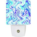 Lampe de nuit géométrique bleu sarcelle, peinture a l'encre aquarelle moderne, ondulation abstraite, ... Lampe de nuit géométrique bleu sarcelle, peinture a l'encre aquarelle moderne, ondulation abstraite, ...