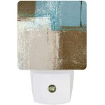 Lampe de nuit g�om�trique moderne, bleu, marron, gris, peinture a l'huile, art abstrait, veilleuses lumineuses ...