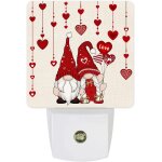 Lampe de nuit gnomes pour la saint - valentin, coeur d'amour rouge, rustique, en toile de jute, veilleuse ...