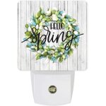Lampe de nuit hello spring, couronne de tulipes ombr�e sarcelle, veilleuse lumineuse en bois pour chambre ...