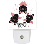 Lampe de nuit led blanche en forme de chauve - souris rose pour halloween, veilleuse amusante en forme ...