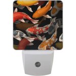 Lampe de nuit led enfichable carpe koi japonaise, capteur d'economie d'energie, lampe de chevet pour ...