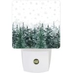 Lampe de nuit a led avec flocons de neige d'hiver pour arbre de xmas, for�t de pins verts, veilleuses ...