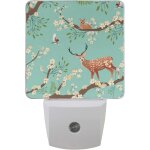 Lampe de nuit led en forme de cerf, fleurs de cerisier japonaises, capteur d'economie d'energie, lampe ...
