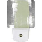 Lampe de nuit led avec peinture a l'huile de bloc vert sauge, veilleuses d'art g�om�trique abstrait gris ...