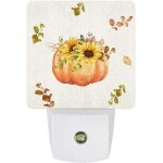 Lampe de nuit rustique et lumineuse pour thanksgiving, citrouille, orange, tournesol, feuille d'�rable, ...