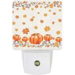 Lampe de nuit pour thanksgiving, automne, citrouille orange, feuille d'�rable, toile de jute rustique, ...