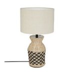 Lampe a poser en osier et abat - jour en coton h 49 cm