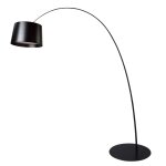 Lampadaire r�glable en hauteur en acier inoxydable noir avec syst�me de contrepoids et diffuseur en verre ...
