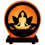 Lampe ronde zen en sel de l'himalaya motif lotus yoga