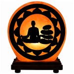 Lampe ronde zen en sel de l'himalaya avec motif m�ditation