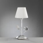 Lampe a poser rose, abat - jour pliss blanc