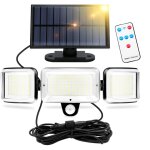 Lampe solaire exterieur detecteur de mouvement 224 led, 3 t�tes projecteur solaire exterieur, 270 eclairage ...