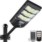 Lampe solaire ext�rieure 1200w led, etanche avec capteur mouvement & t�l�commande, 8500k, 1 pack.