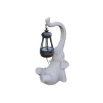 Lampe solaire led de jardin figurine el�phant en r�sine grise, d�coration ext�rieure etanche pour terrasse ...