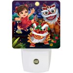 Lampe de sommeil bonne ann�e, peinture du nouvel an chinois, danse du lion, veilleuses lumineuses pour ...