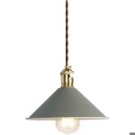 Lampe suspendue azanaz 20. 5cm gris vert acier conique e27 120cm c�ble rosace 10cm style industriel moderne ...