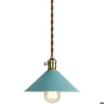 Lampe suspendue plafond vintage r�tro azanaz 20, 5 cm abat - jour conique acier finition macarons bleu ...