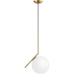 Lampe suspension asym�trique verre opalin e27 - design moderne dor�, c�ble r�glable 120cm pour cuisine, ...
