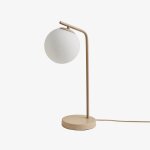 Lampe de table alligier en m�tal et verre beige nude
