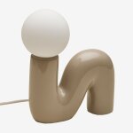 Lampe de table en c�ramique avec boule en verre vireto beige cr�me a