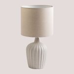 Lampe de table en c�ramique klara beige lin