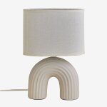 Lampe de table en c�ramique et lin soliva 30 cm beige cr�me