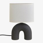 Lampe de table en c�ramique et lin soliva 30 cm noir