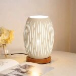 Lampe de table e27 lampe de chevet moderne bois et m�tal 22x16 cm blanc
