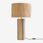 Lampe de table en gr�s et raphia arendal naturel