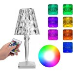 Lampe de table led cristal blanche rgb 16 couleurs multicolore tactile t�l�commande usb - c charge batterie ...