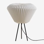 Lampe de table en papier et m�tal brenze blanc