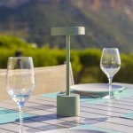 Lampe de table sans fil touch led aluminium vert olive h30cm
