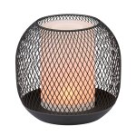 Lampe de table solaire grundig - lanterne en m�tal noir - ip44 r�sistant aux intemp�ries - Ø13x14 cm ...