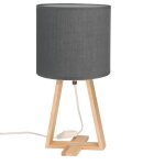 Lampe de table style nordique e27 bois naturel textile couleur grise Lampe de table style nordique e27 bois naturel textile couleur grise