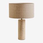 Lampe de table en travertin bolgar beige lin Lampe de table en travertin bolgar beige lin