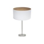 Lampe a poser tatiana 1xe27 nickel / blanc - bois clair 63x30x30 cm