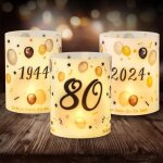 Lampions d�coratifs seutgjie pour 80e anniversaire ensemble de 12 pi�ces blancs