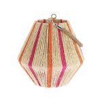 Lanterne ficelle photophore verre lyra 23cm beige