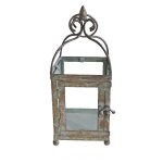 Lanterne de jardin fer gris 11x11x27cm