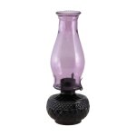 Lanterne vintage verre magie noire 12x31cm violet