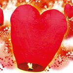 Lanterne volante c�ur papier bio 90x90cm rouge