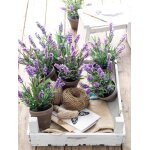 Lavande plante artificielle bleu en pot h33