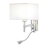 Leds - c4 bristol - applique murale d'int�rieur a 2 ampoules a del, nickel satin� avec lampe de lecture, ...