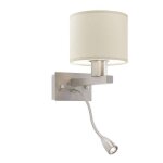 Leds - c4 torino - applique murale d'int�rieur a 2 ampoules a del, nickel satin� avec lampe de lecture, ...