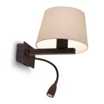 Leds - c4 torino - applique murale d'int�rieur a 2 ampoules led marron avec lampe de lecture, e27