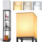 Led lampadaire en bois, 1. 6m lampe de plancher avec 3 etagère, 3 températures de couleur lampe sur pied ... Led lampadaire en bois, 1. 6m lampe de plancher avec 3 etagère, 3 températures de couleur lampe sur pied ...