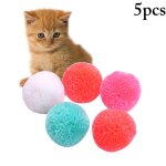 Legendog 5 pices. chat laine pom pom jouet couleur pleine peluche kitty balle jouet fil a tricoter fourniture ...