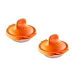 L�ku� 3402900n07u009 lot de 2 ustensiles pour cuisson d'uf poch� acier inoxydable / silicone orange 9, ...