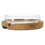Leonardo 084415 bol d�coratif transparent, bois bois, verre